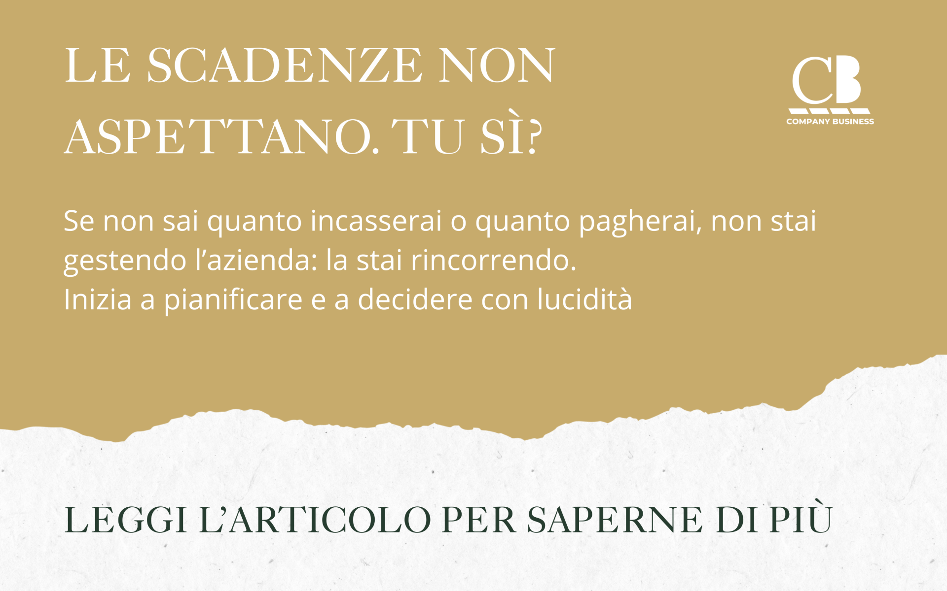 Se sei impreparato, non è il Fisco a metterti in difficoltà. Sei tu.